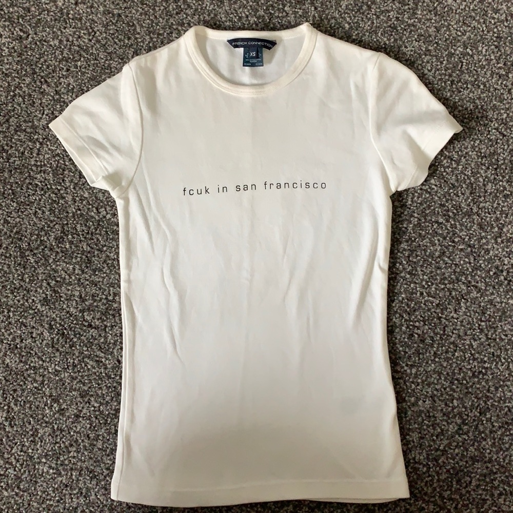 VINTAGE “fcuk in san francisco” white top